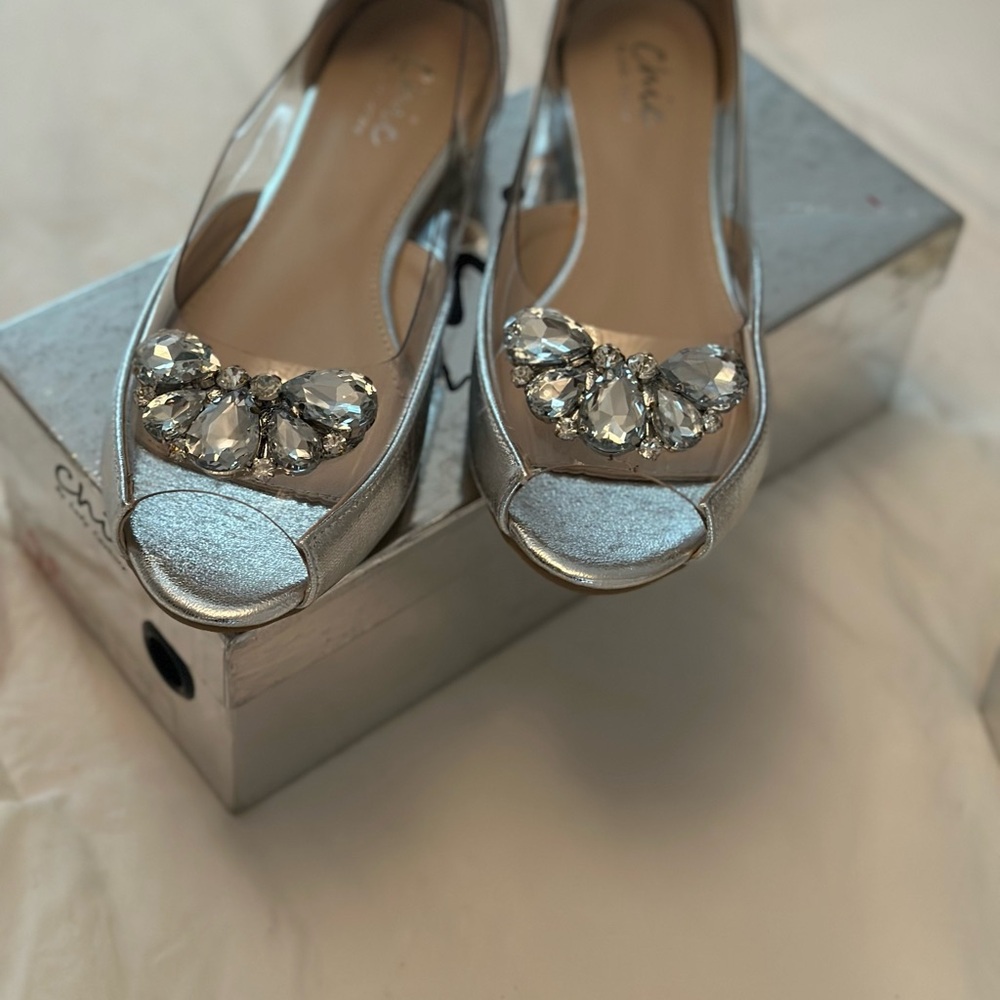 Chic  Silver Gem Embellished Flats brand new never worn two pairs